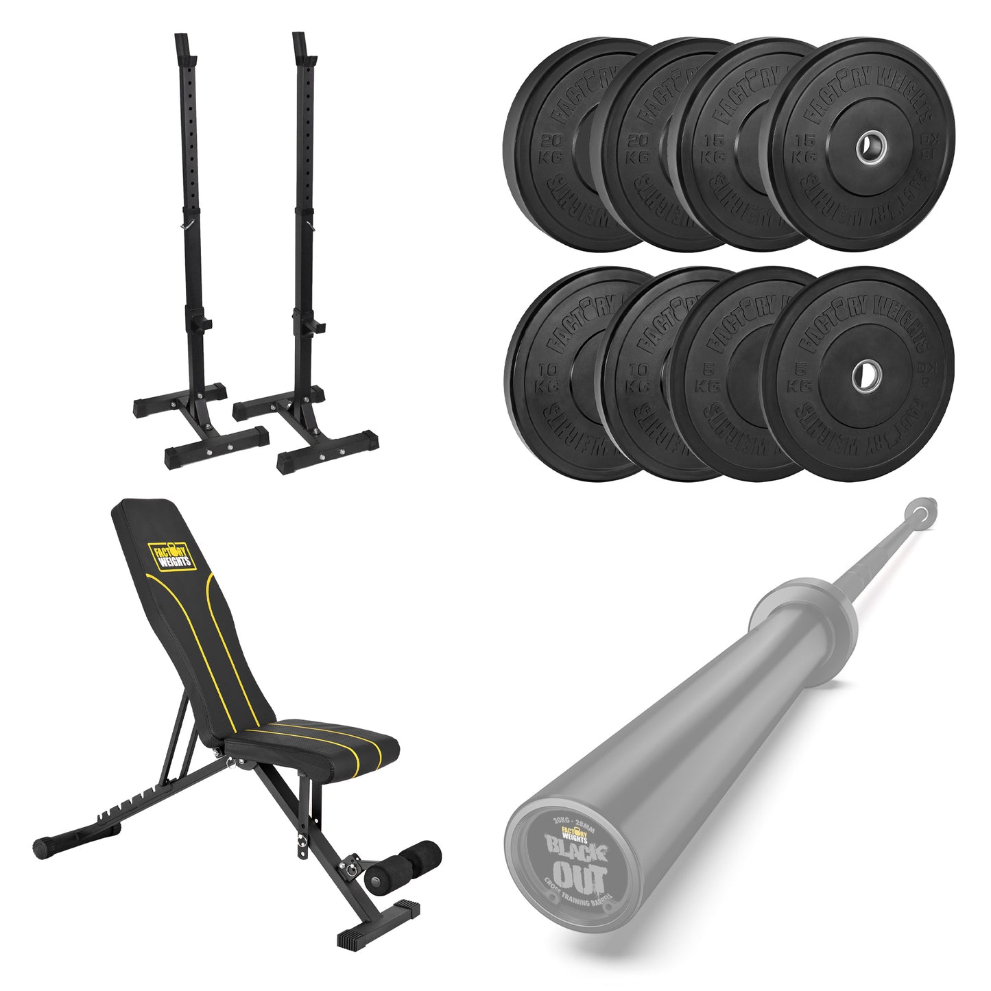 FW1 Squat Stands Black Bumper Bundle
