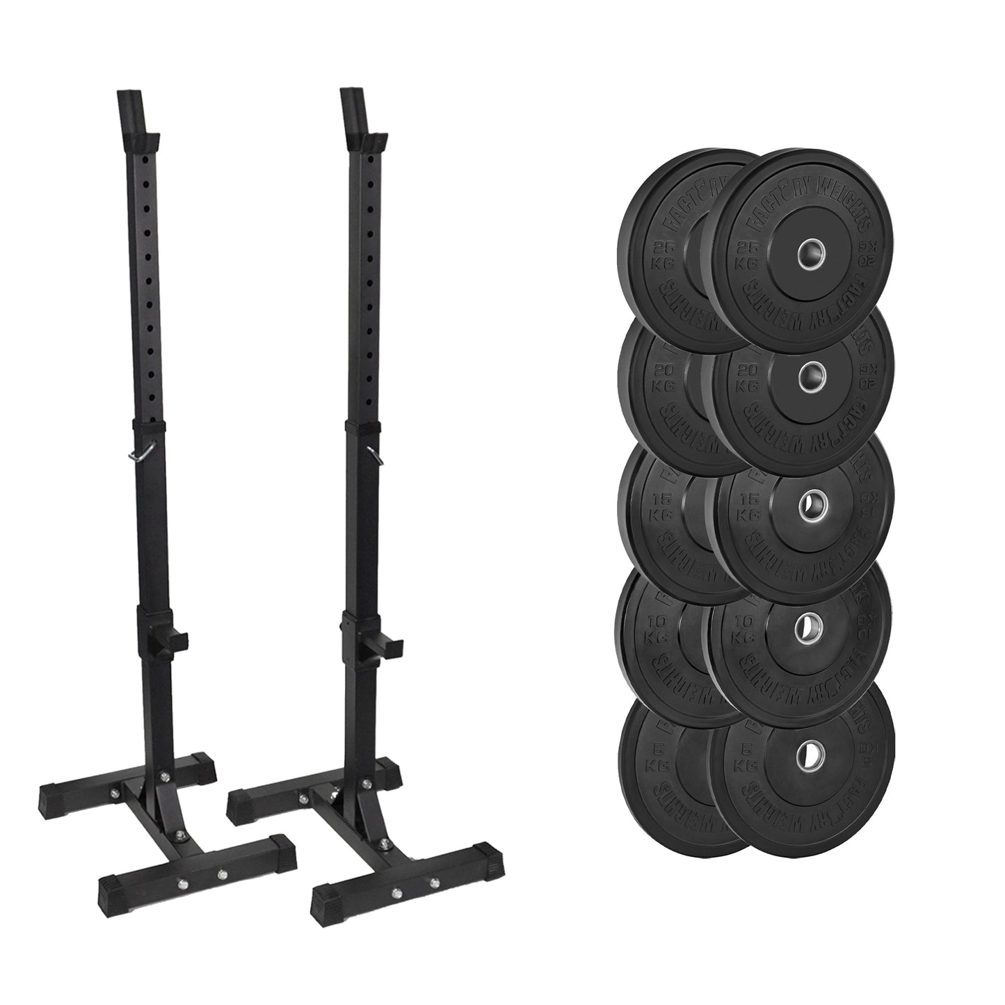 FW1 Squat Stands Black Bumper Bundle 150kg No No