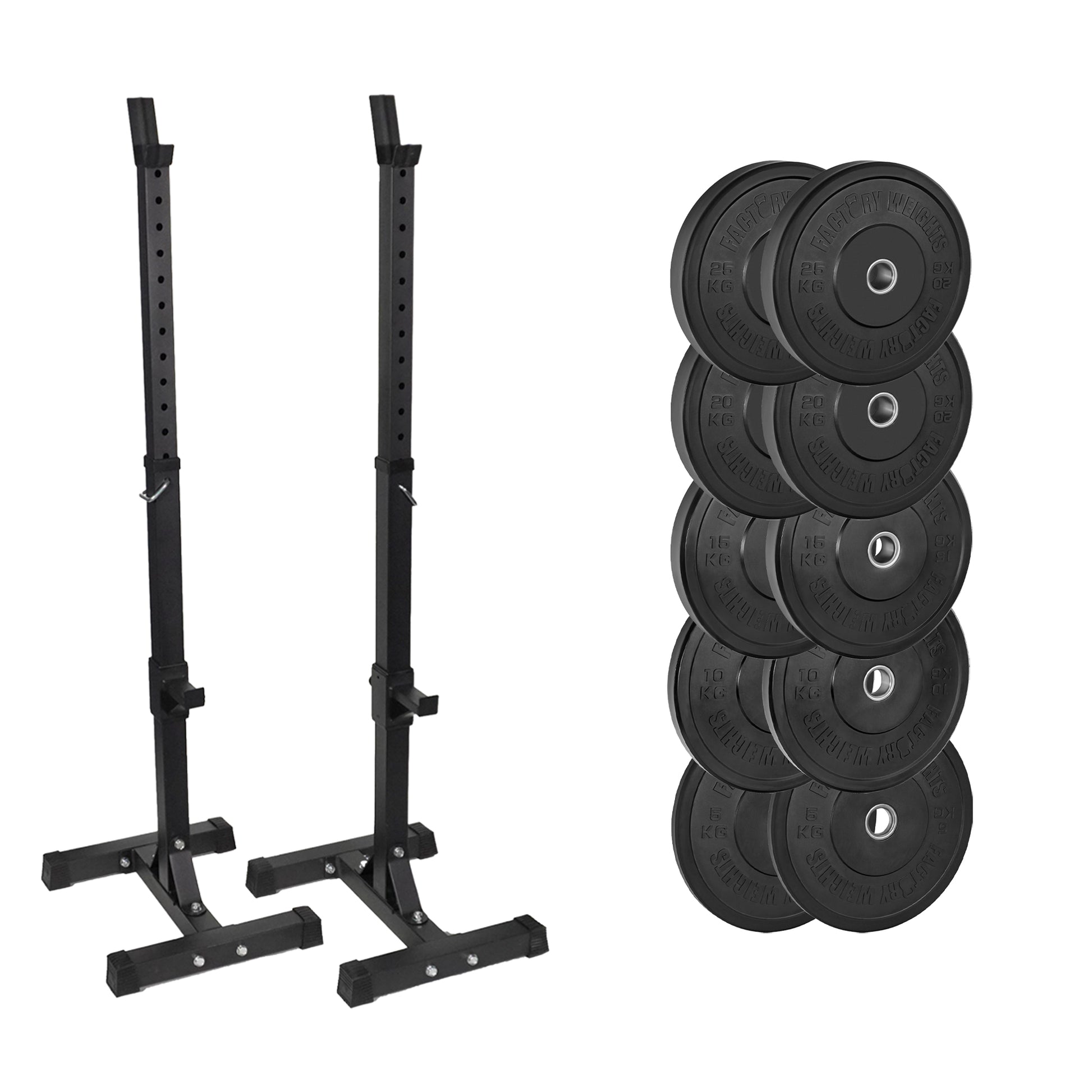 FW1 Squat Stands Black Bumper Bundle 150kg No No