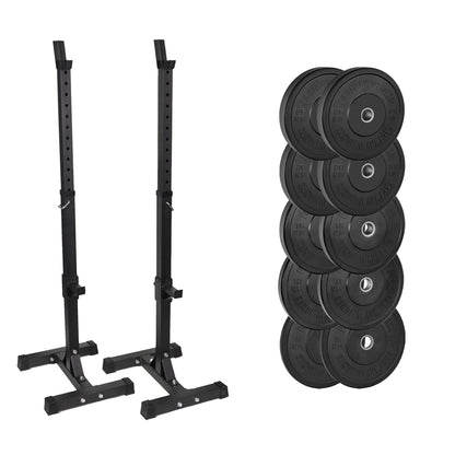 FW1 Squat Stands Black Bumper Bundle 150kg No No