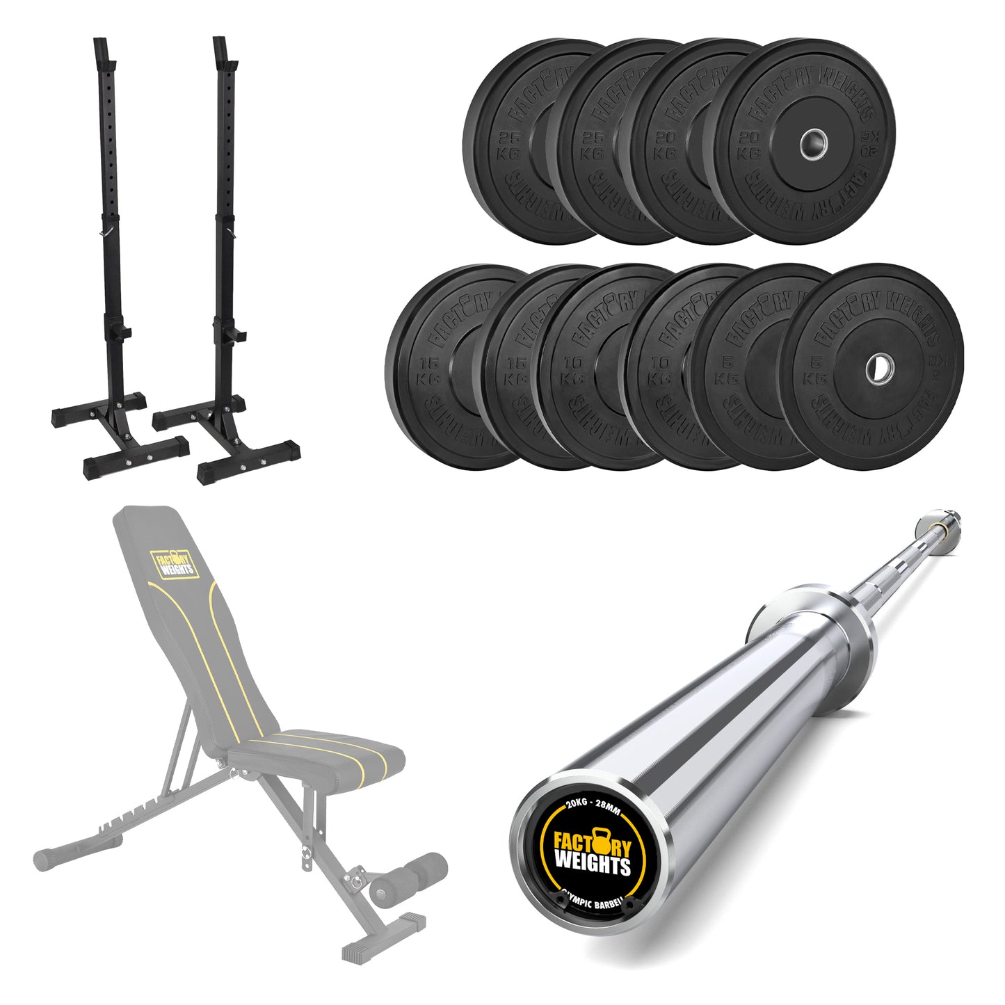 FW1 Squat Stands Black Bumper Bundle