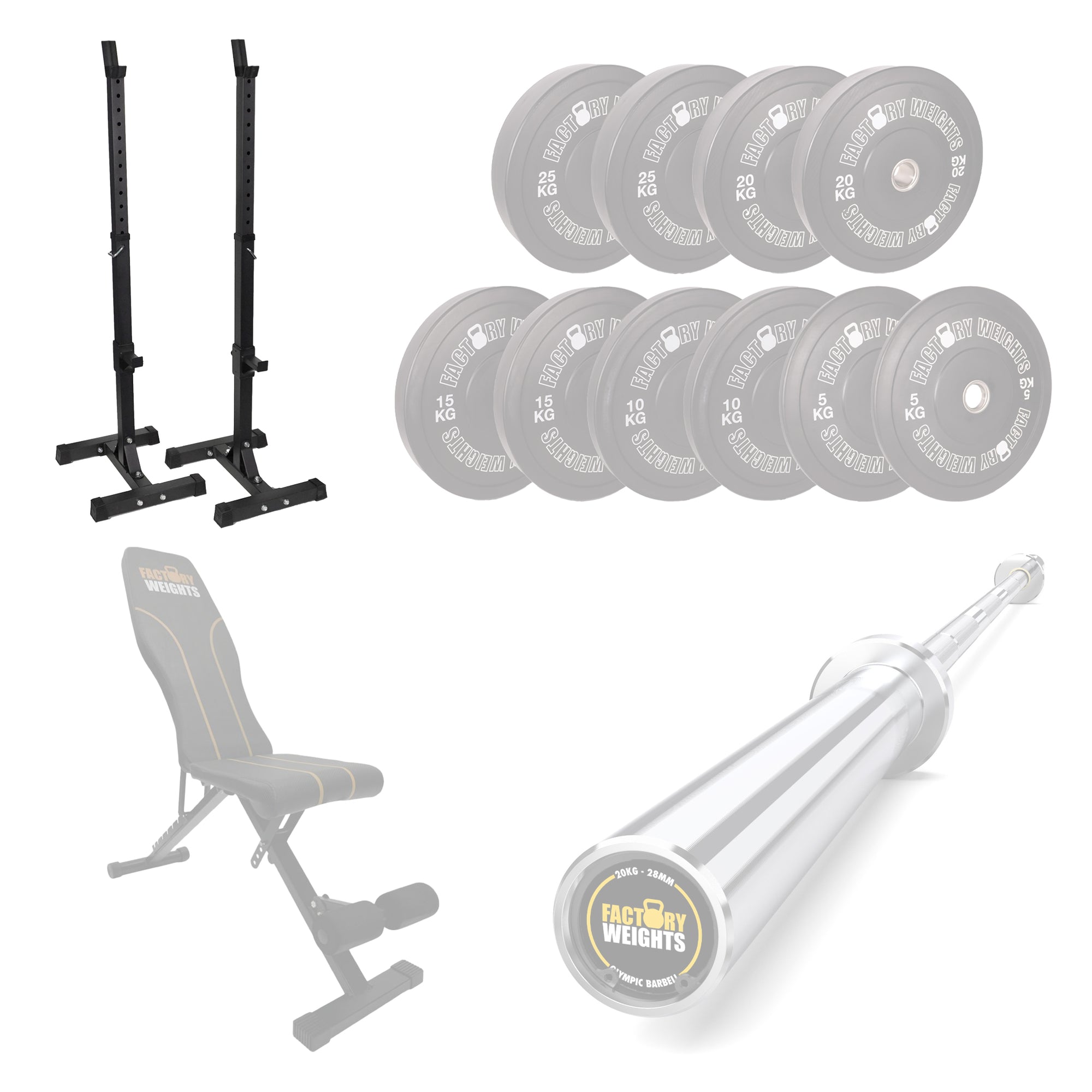 FW1 Squat Stands Black Bumper Bundle