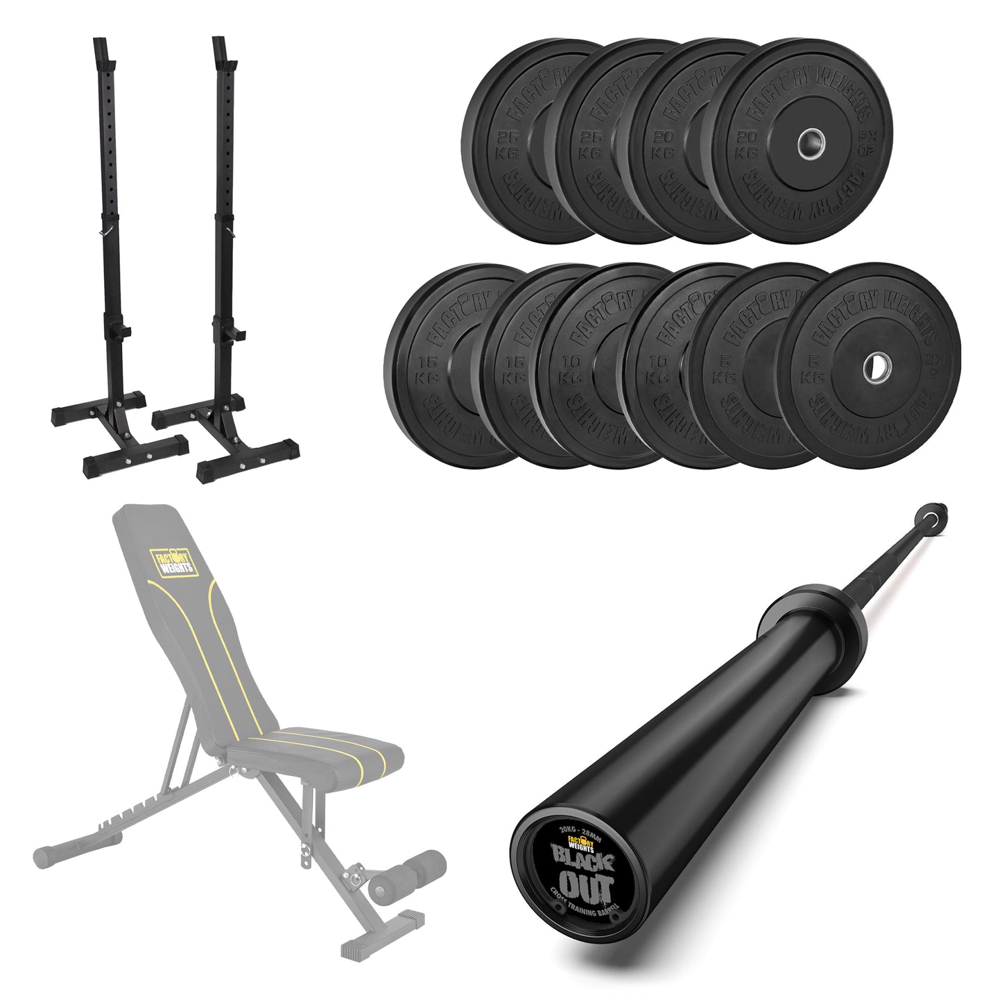 FW1 Squat Stands Black Bumper Bundle
