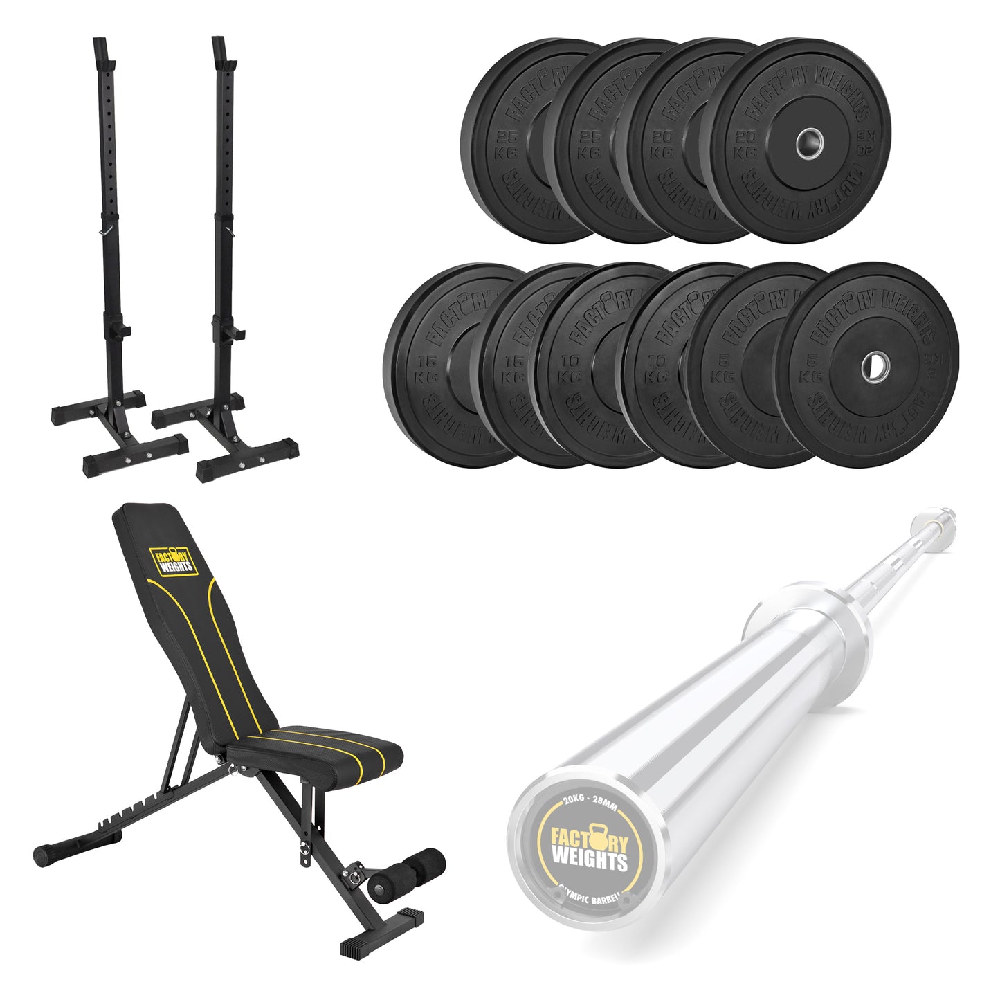 FW1 Squat Stands Black Bumper Bundle