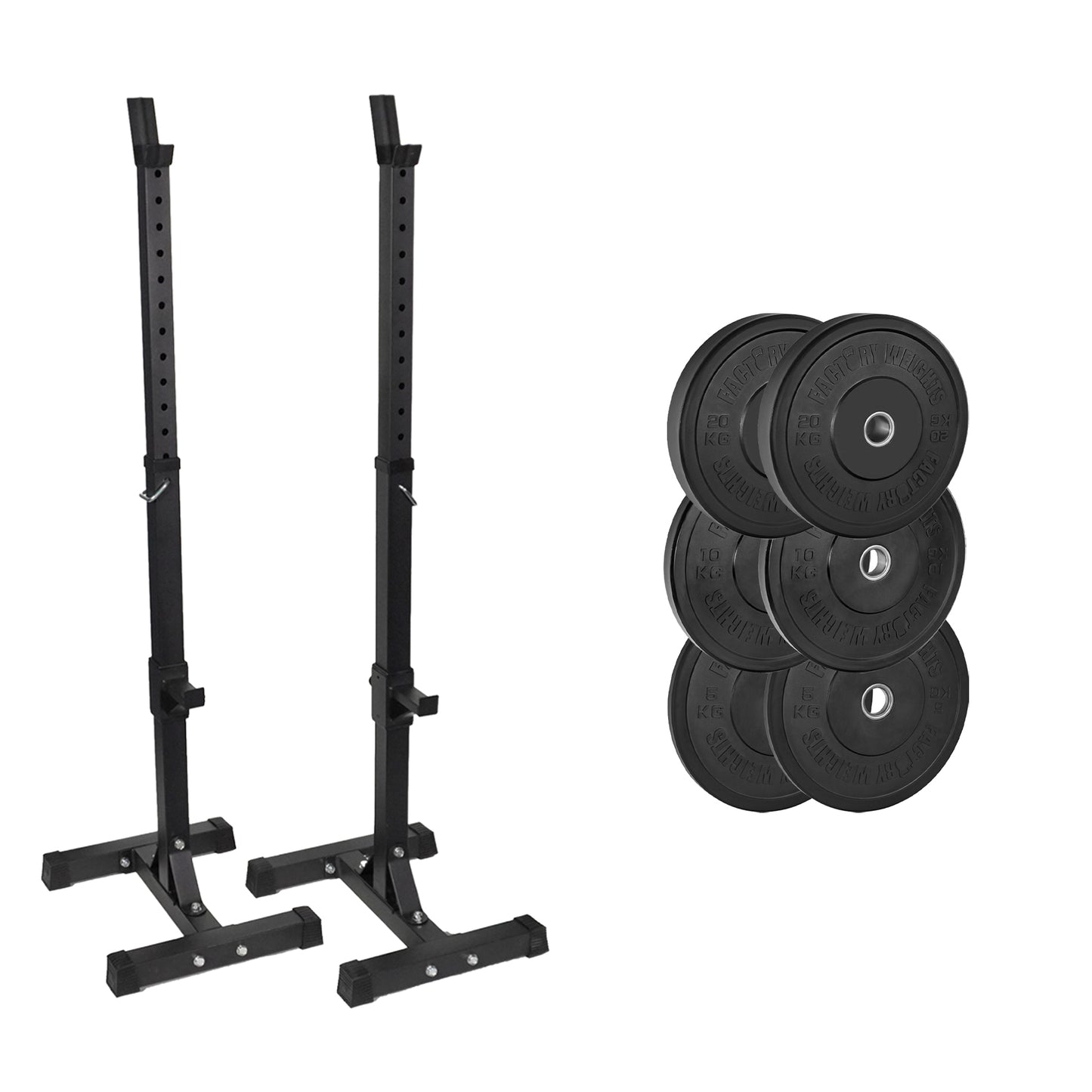 FW1 Squat Stands Black Bumper Bundle 70kg No No