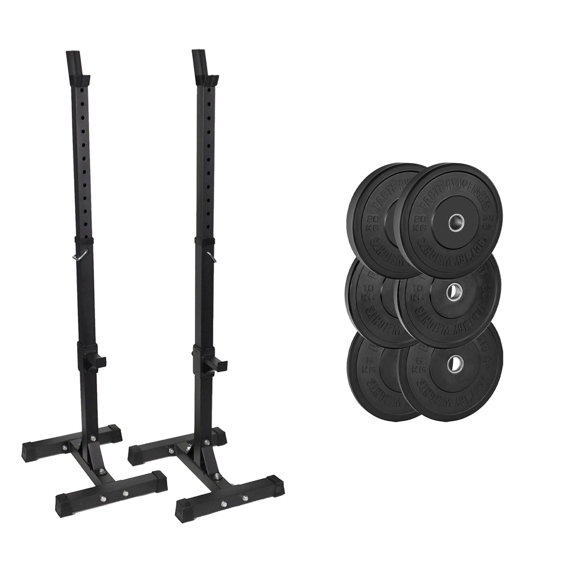 FW1 Squat Stands Black Bumper Bundle 70kg No No