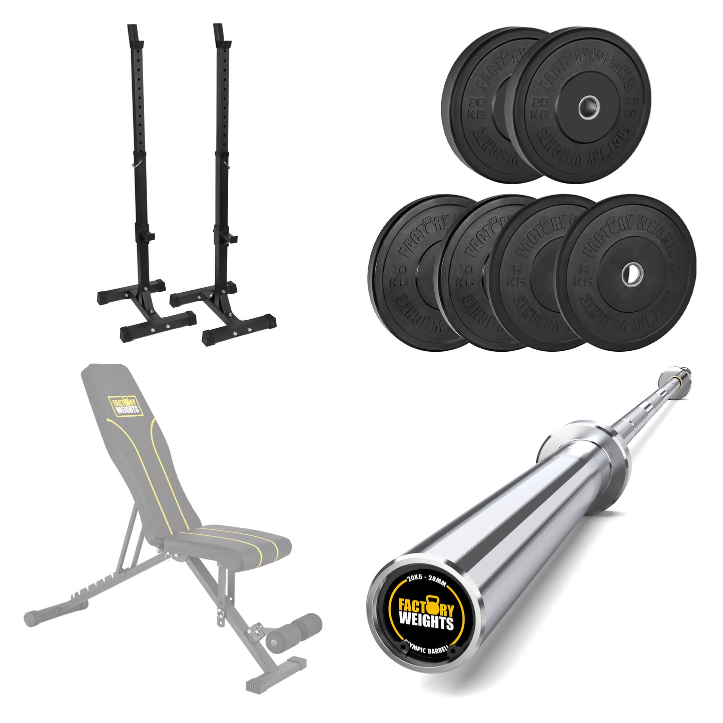 FW1 Squat Stands Black Bumper Bundle