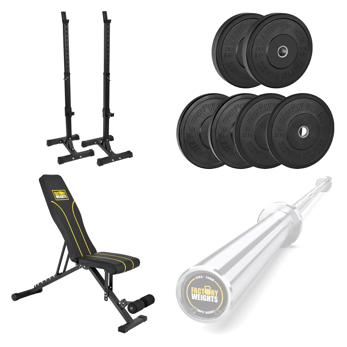 FW1 Squat Stands Black Bumper Bundle