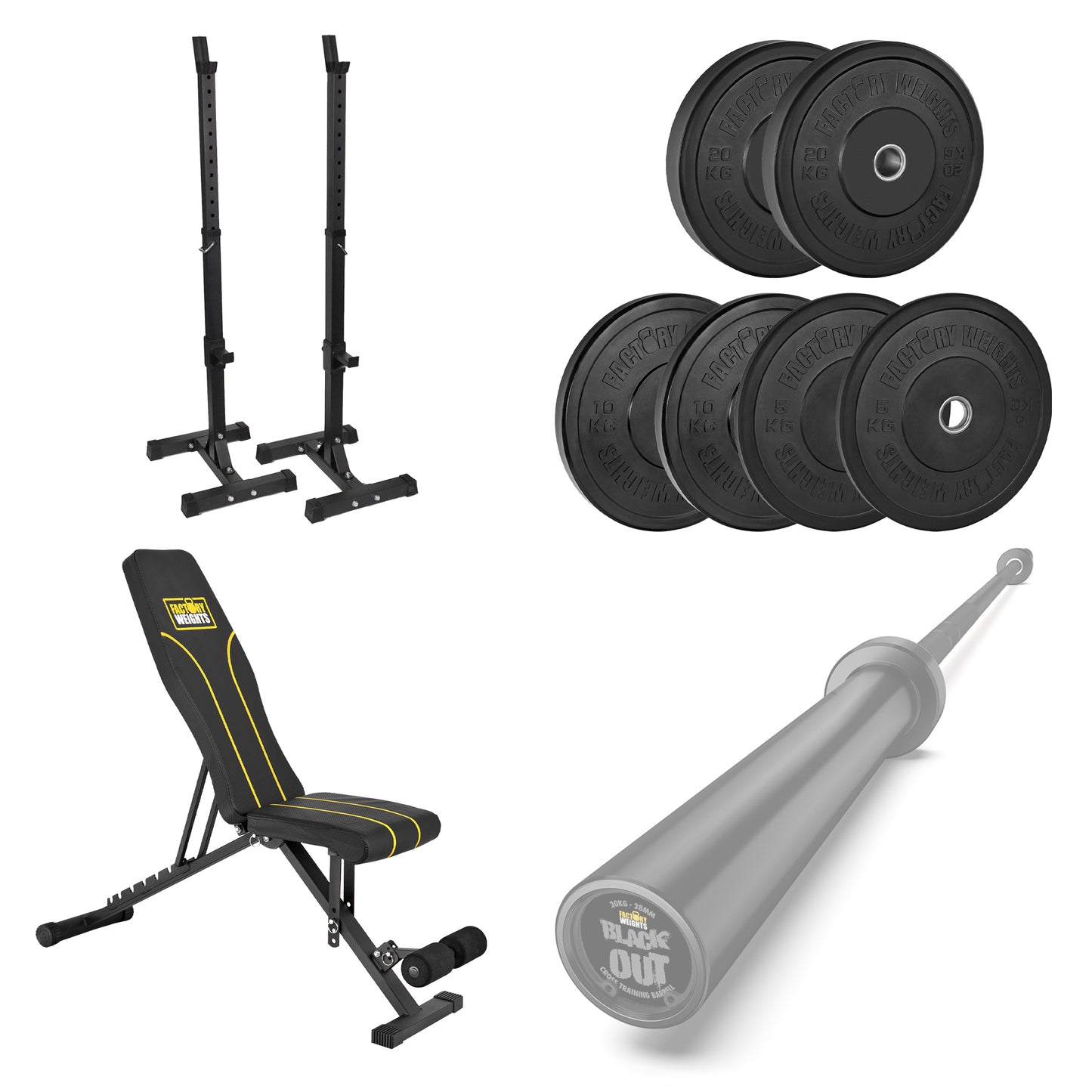FW1 Squat Stands Black Bumper Bundle