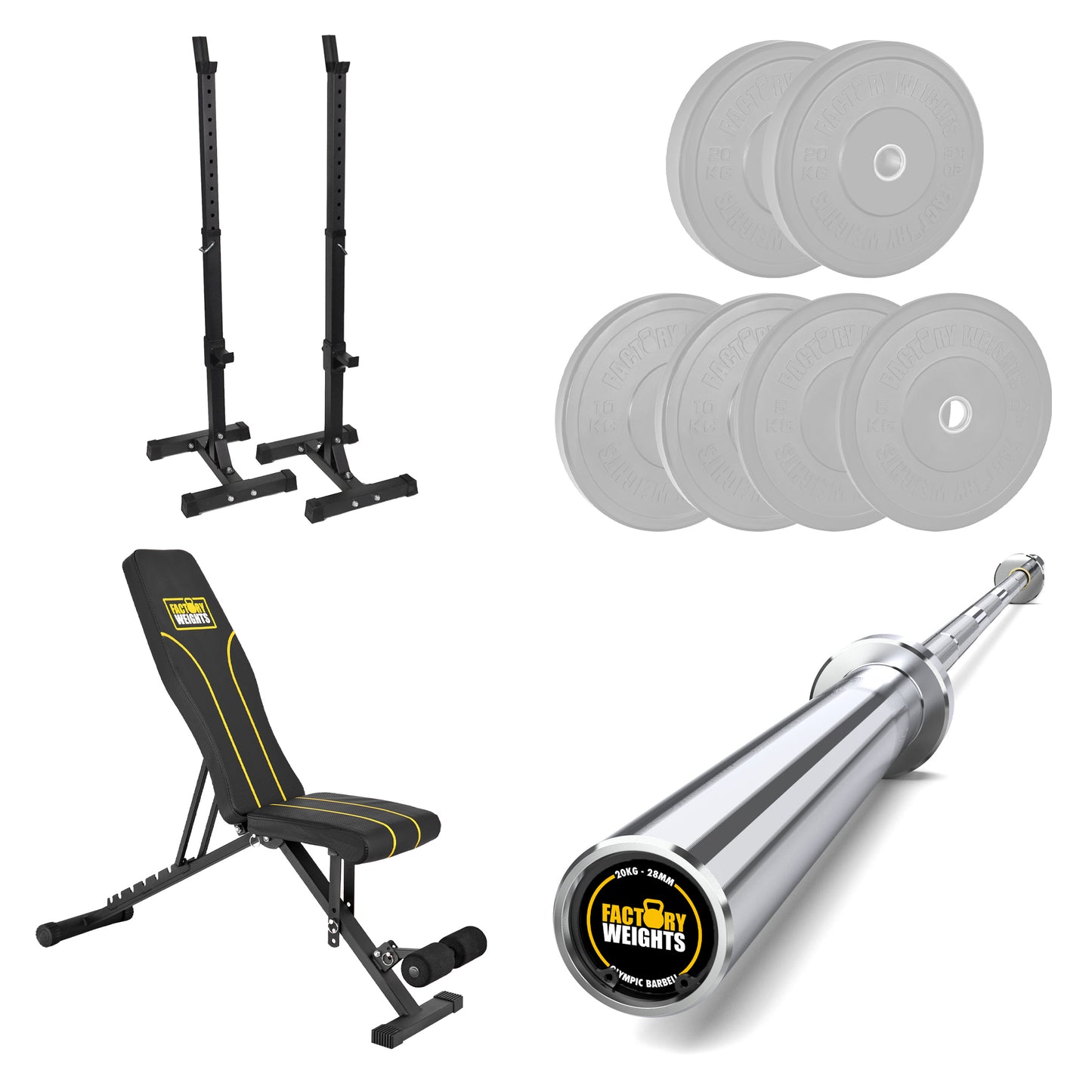 FW1 Squat Stands Black Bumper Bundle