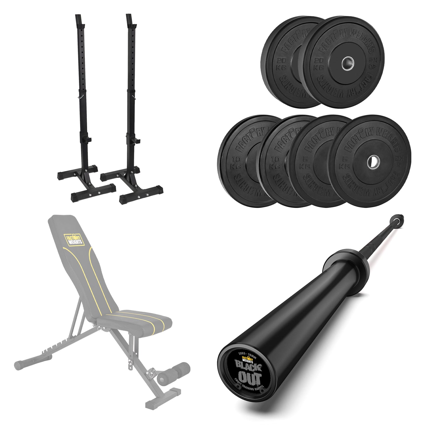 FW1 Squat Stands Black Bumper Bundle