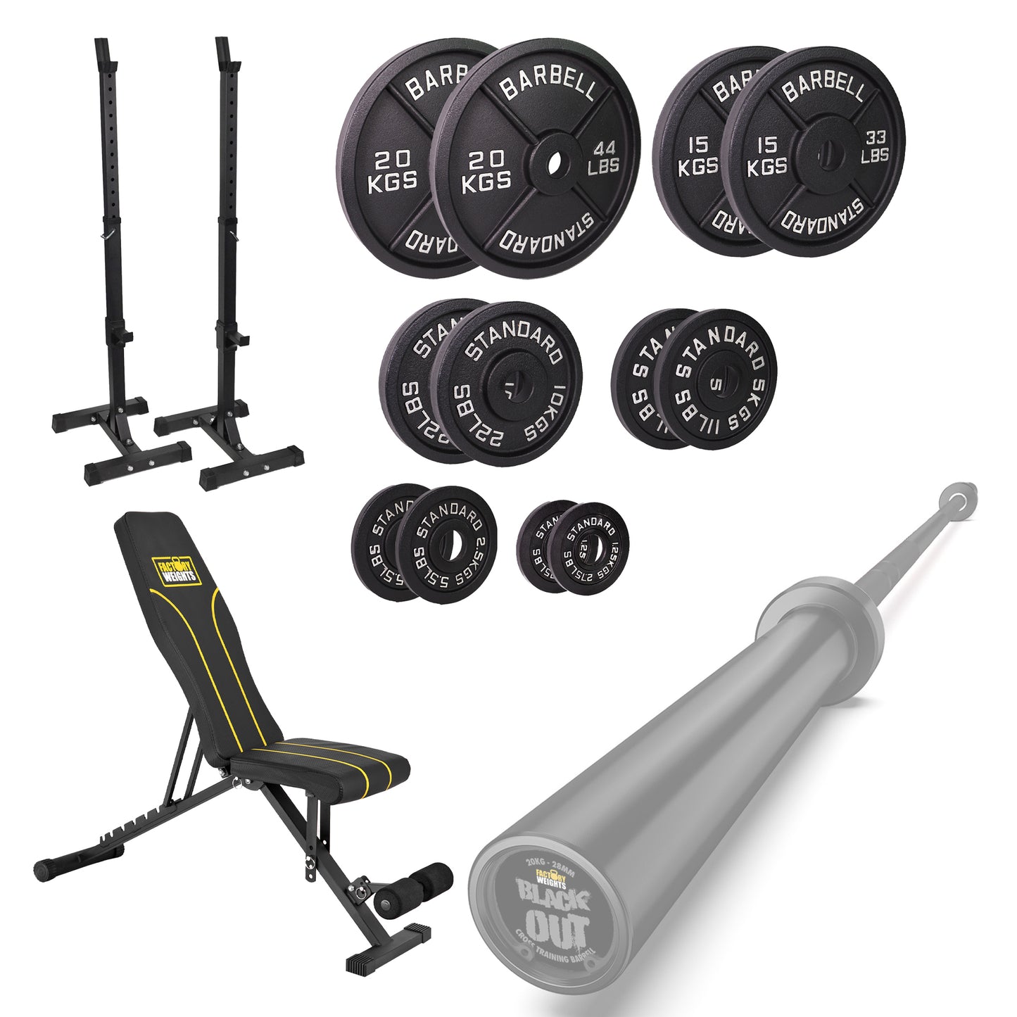 FW1 Squat Stands Cast Iron Bundle