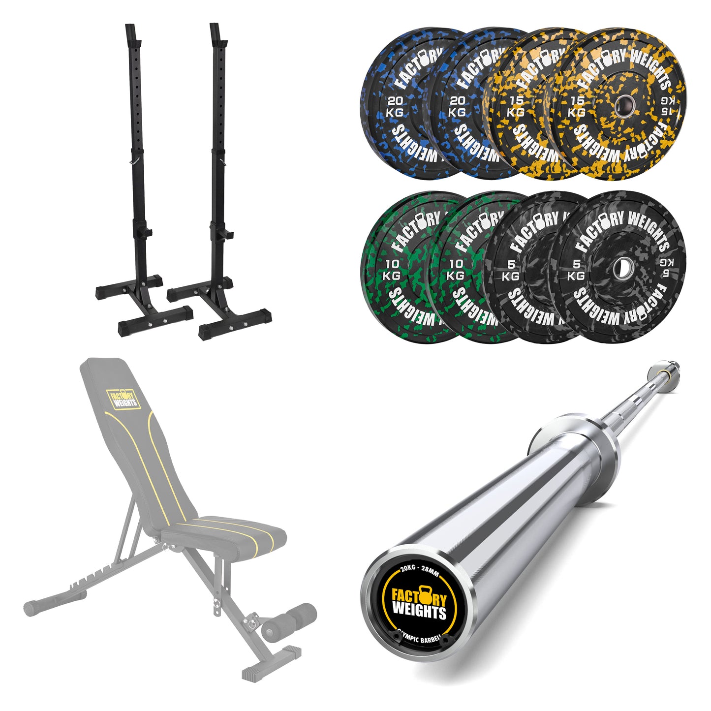FW1 Squat Stands Fleck Bumper Bundle