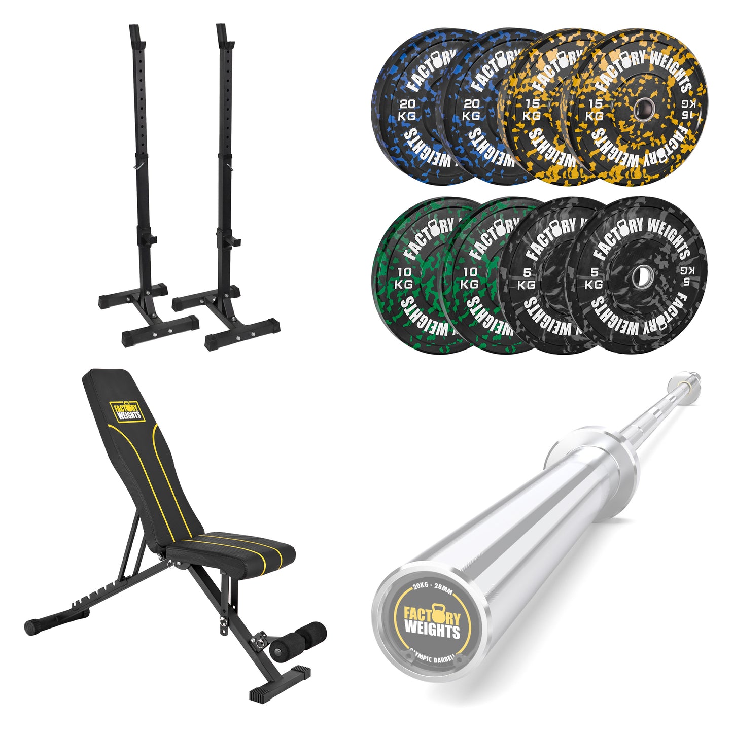 FW1 Squat Stands Fleck Bumper Bundle