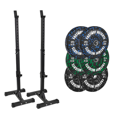 FW1 Squat Stands Fleck Bumper Bundle 70kg No No