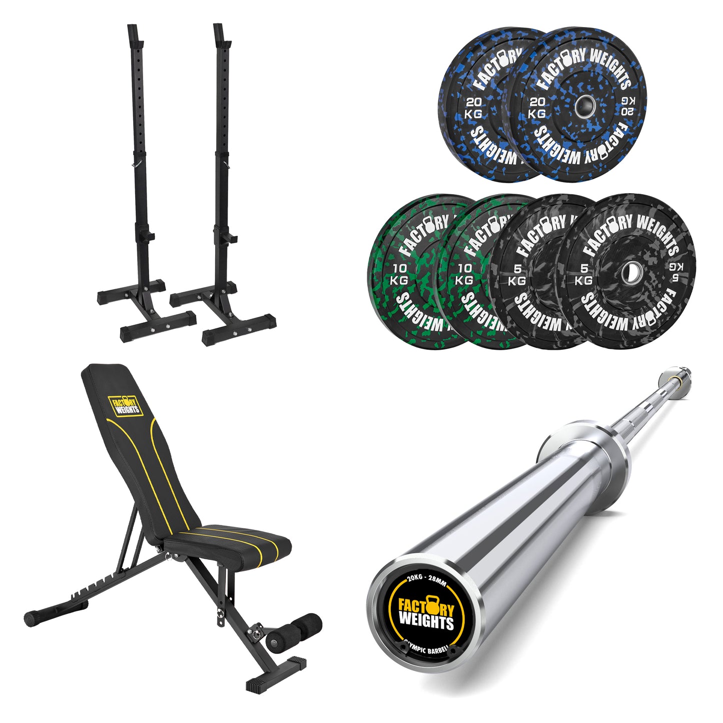 FW1 Squat Stands Fleck Bumper Bundle