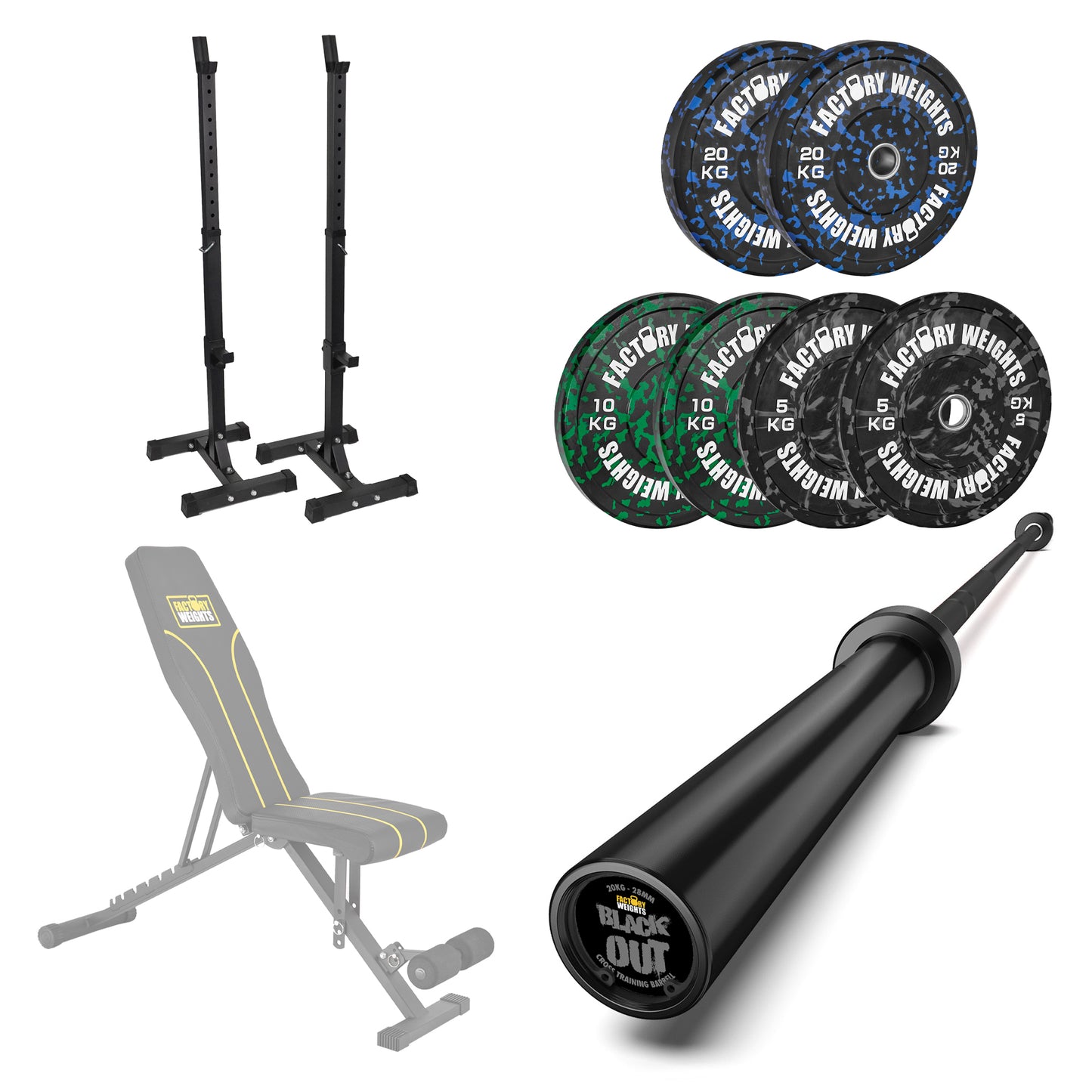 FW1 Squat Stands Fleck Bumper Bundle