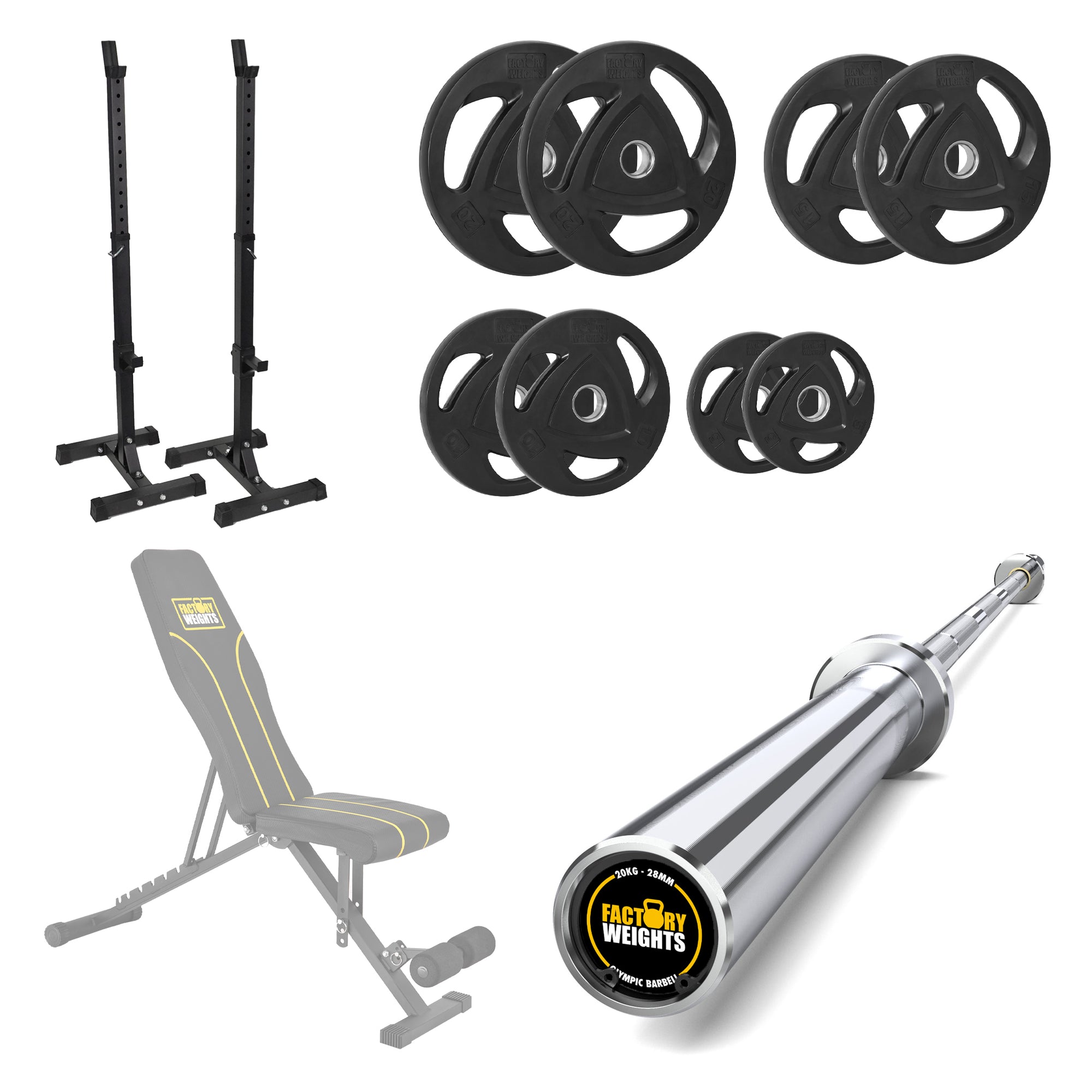 100kg Rubber Plate Set With Barbell