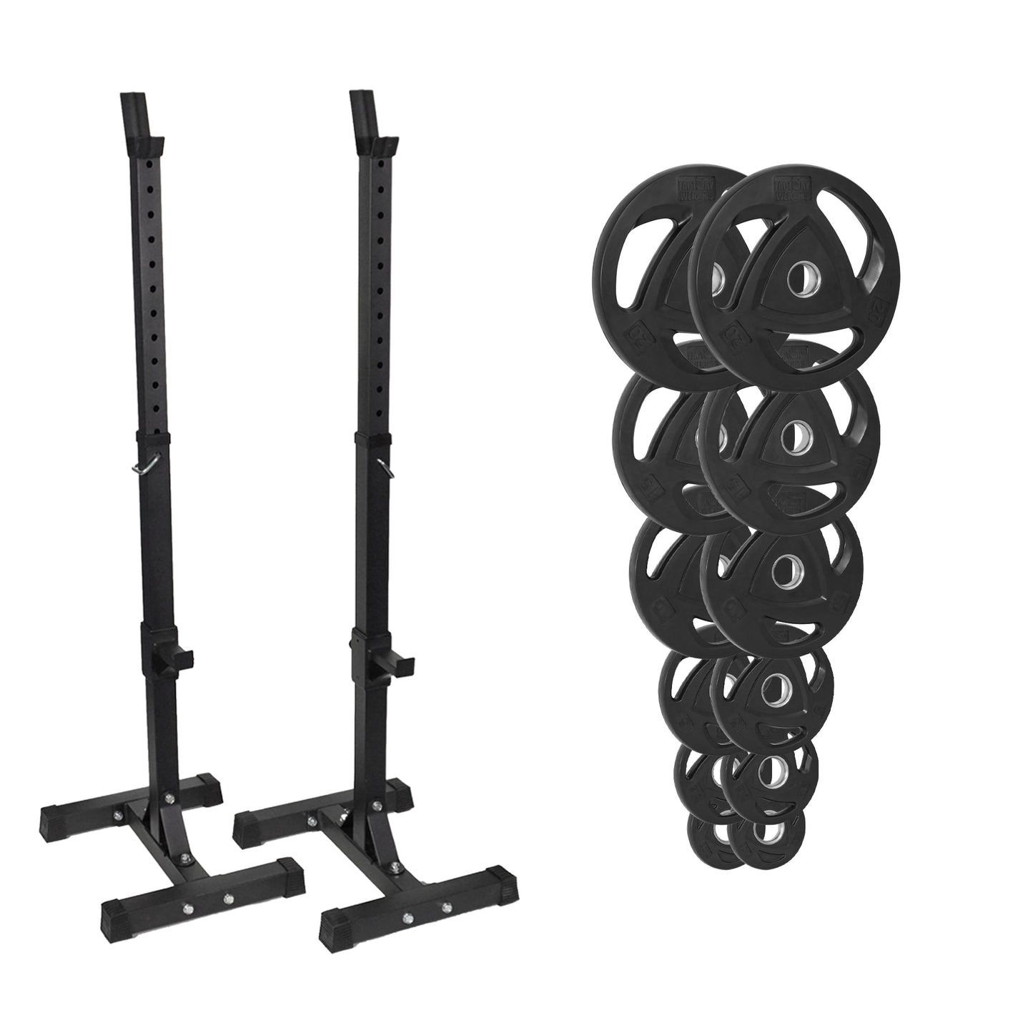 FW1 Squat Stands Rubber Plate Bundle 107.5kg No No