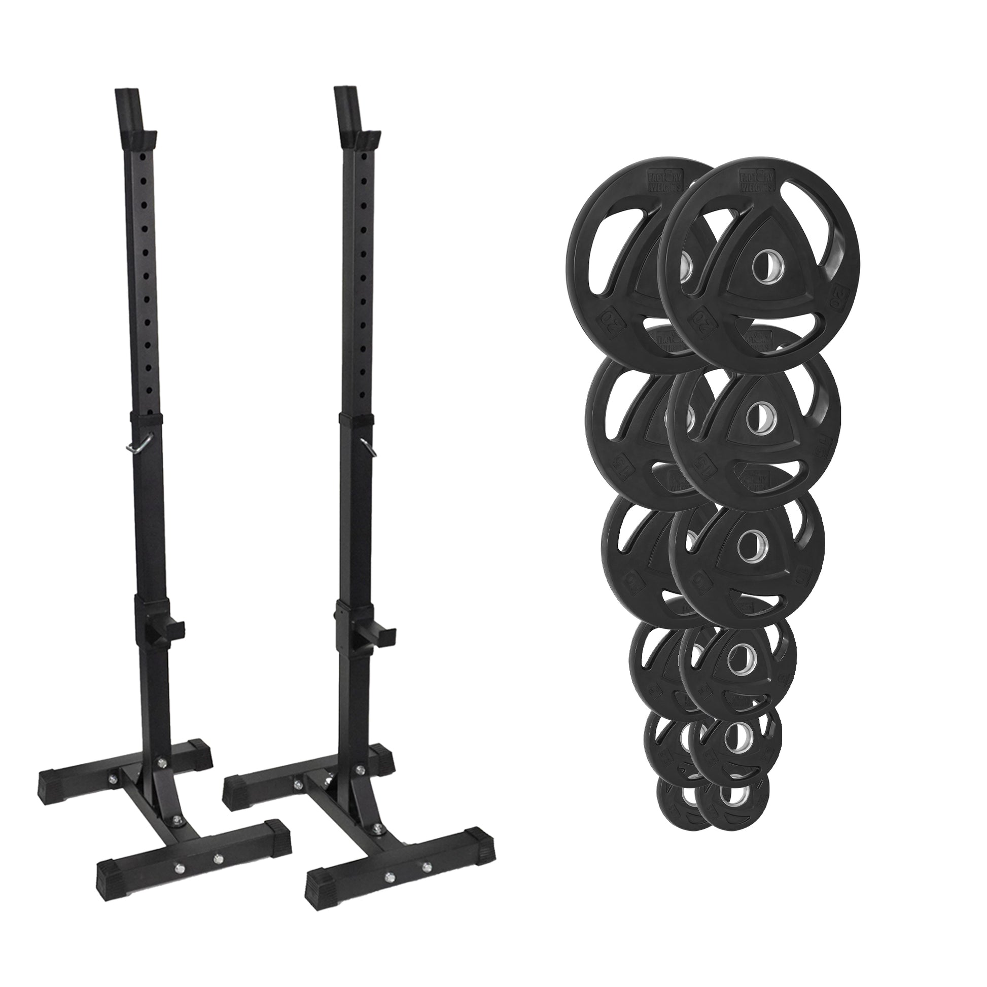 FW1 Squat Stands Rubber Plate Bundle 107.5kg No No