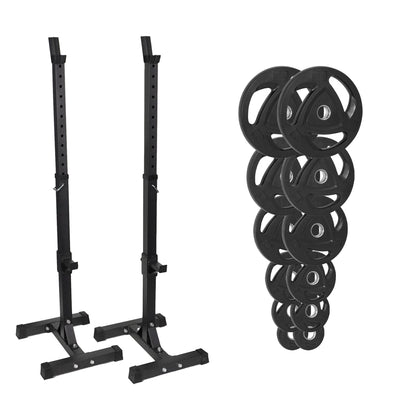 FW1 Squat Stands Rubber Plate Bundle 107.5kg No No