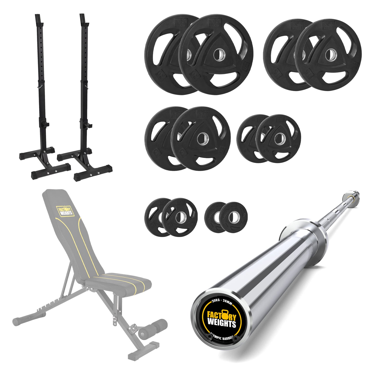 FW1 Squat Stands Rubber Plate Bundle