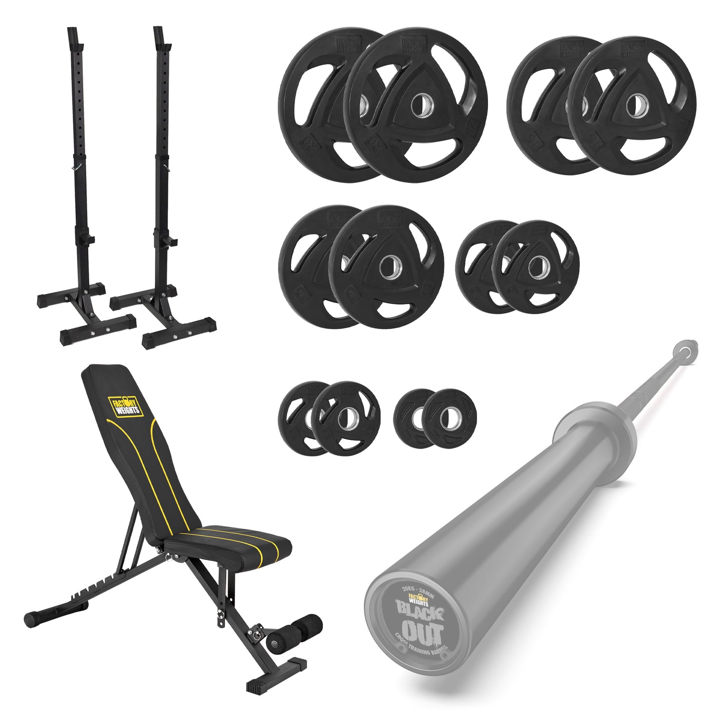 FW1 Squat Stands Rubber Plate Bundle