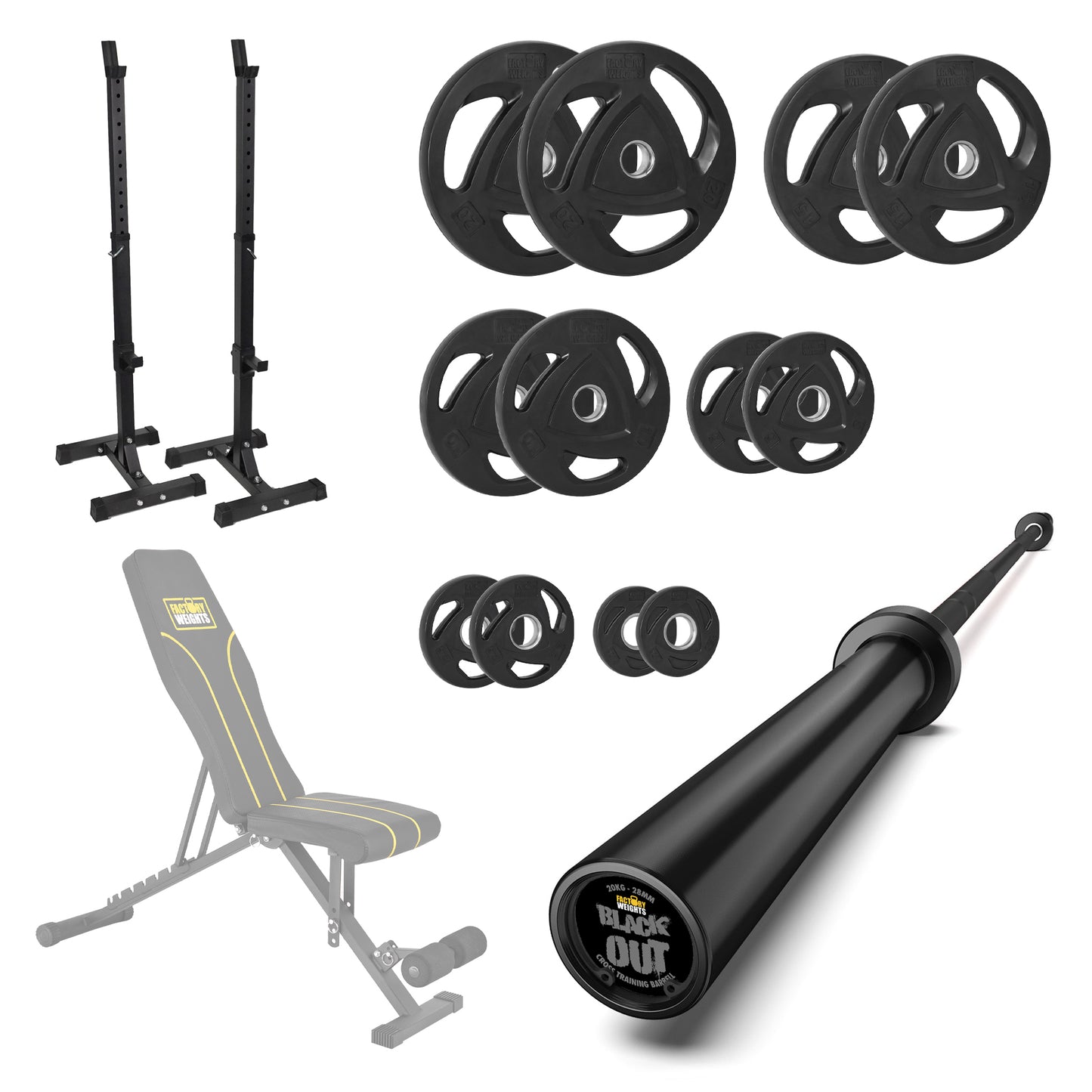 FW1 Squat Stands Rubber Plate Bundle