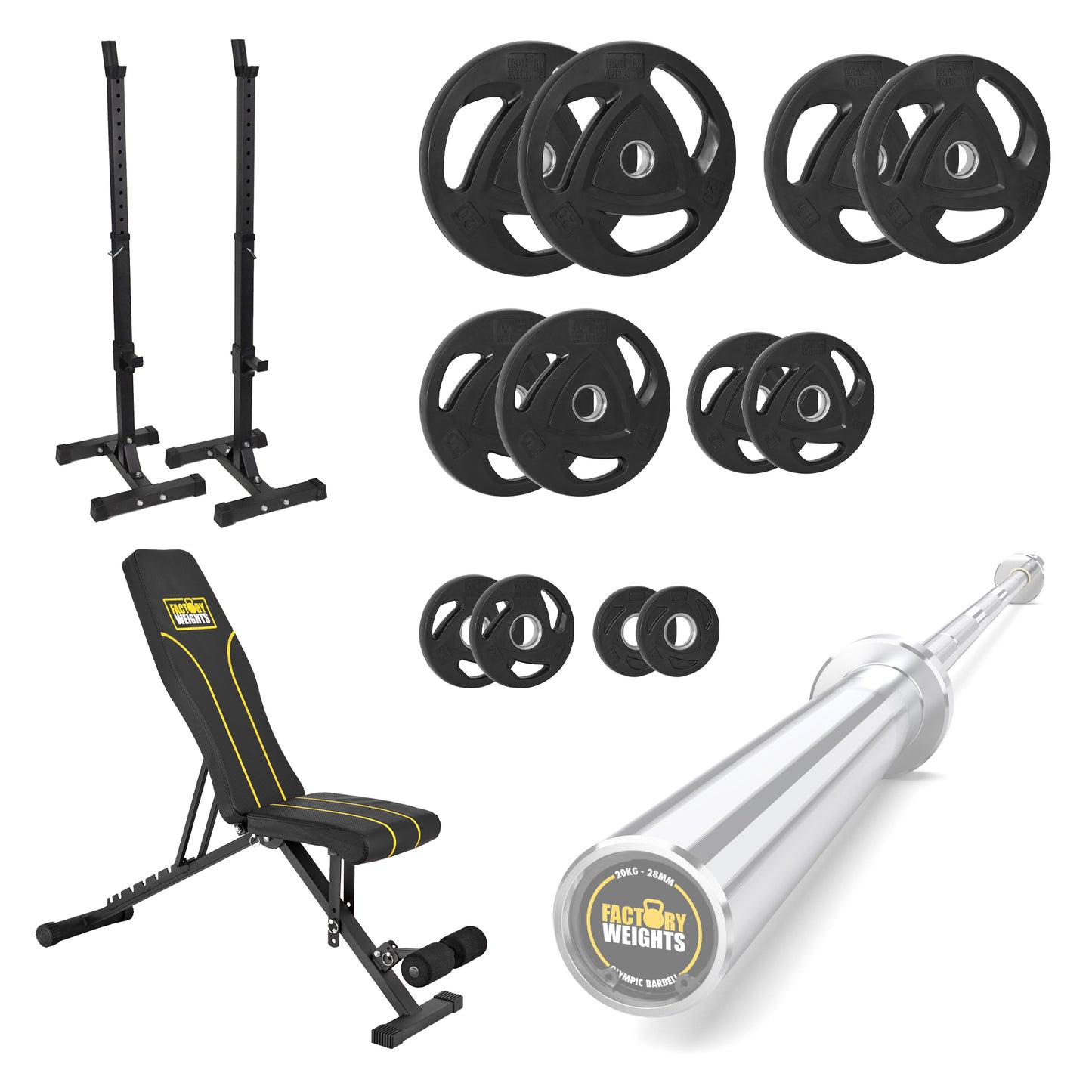 FW1 Squat Stands Rubber Plate Bundle