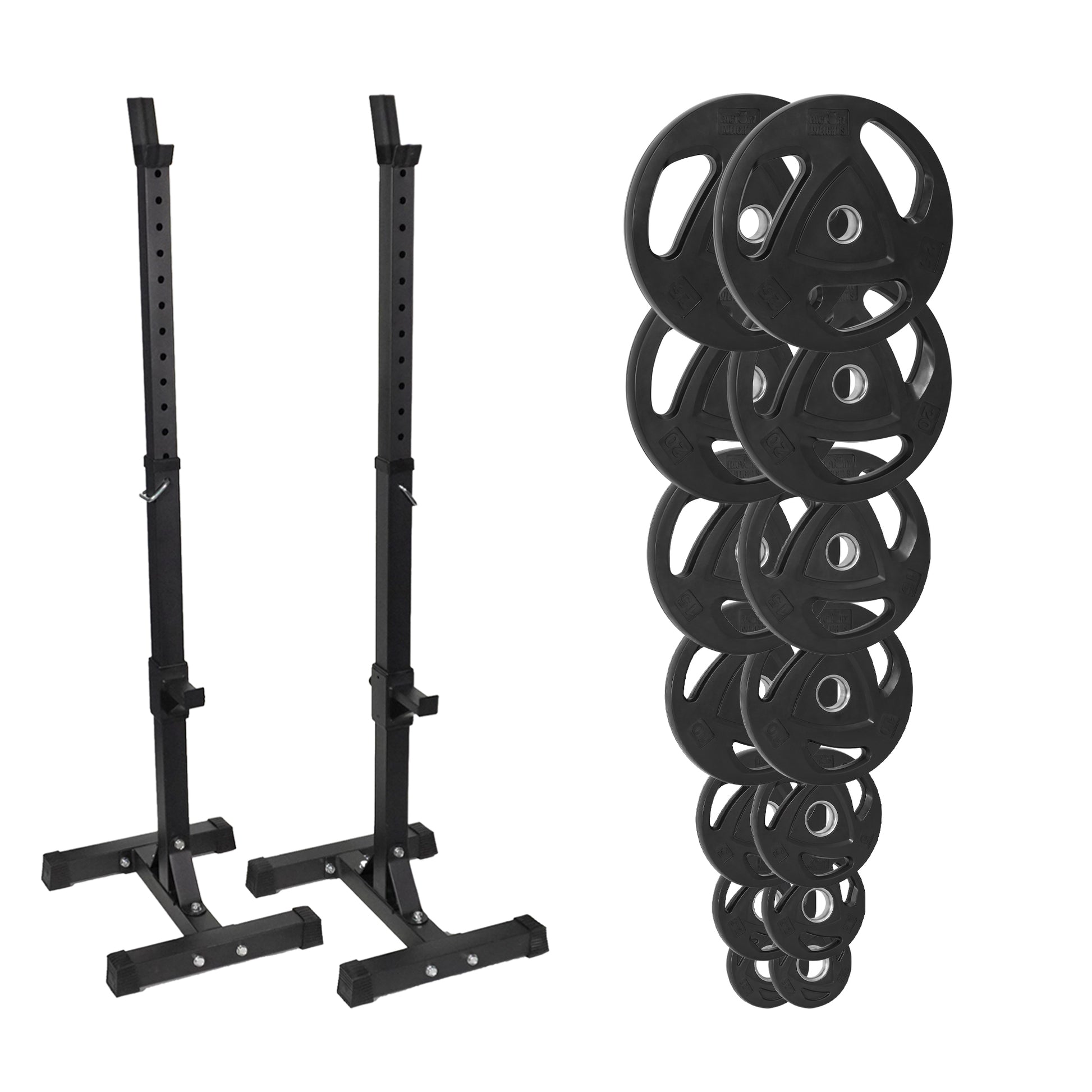 FW1 Squat Stands Rubber Plate Bundle 157.5kg No No