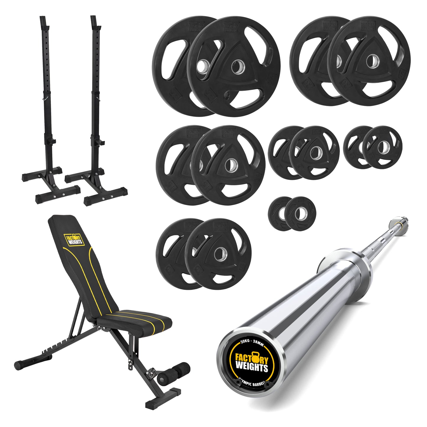 FW1 Squat Stands Rubber Plate Bundle
