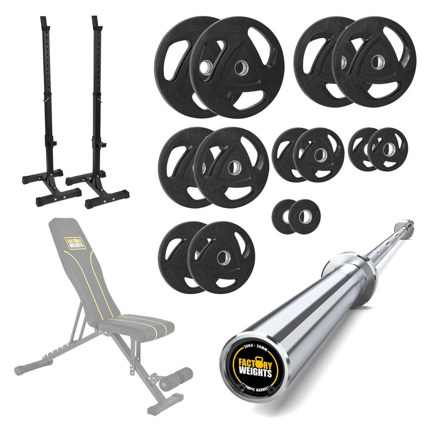 FW1 Squat Stands Rubber Plate Bundle