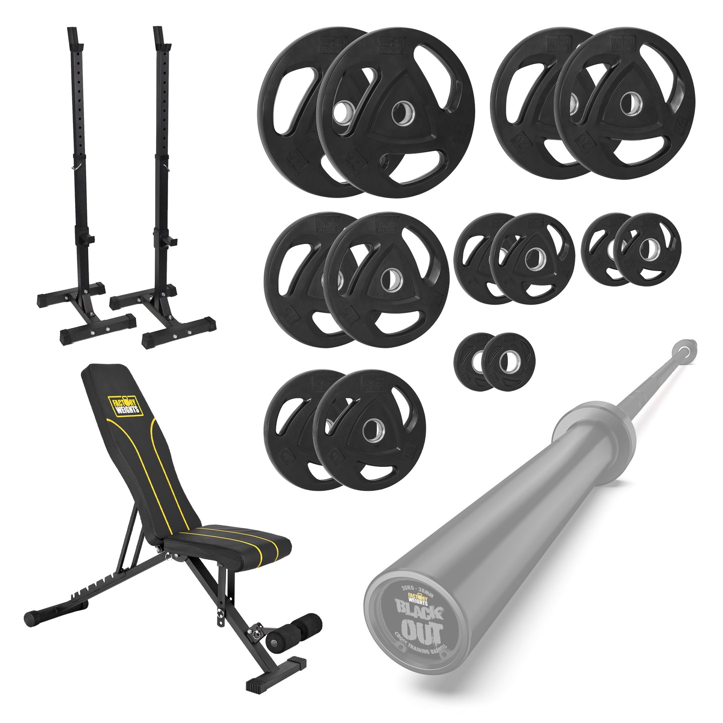 FW1 Squat Stands Rubber Plate Bundle
