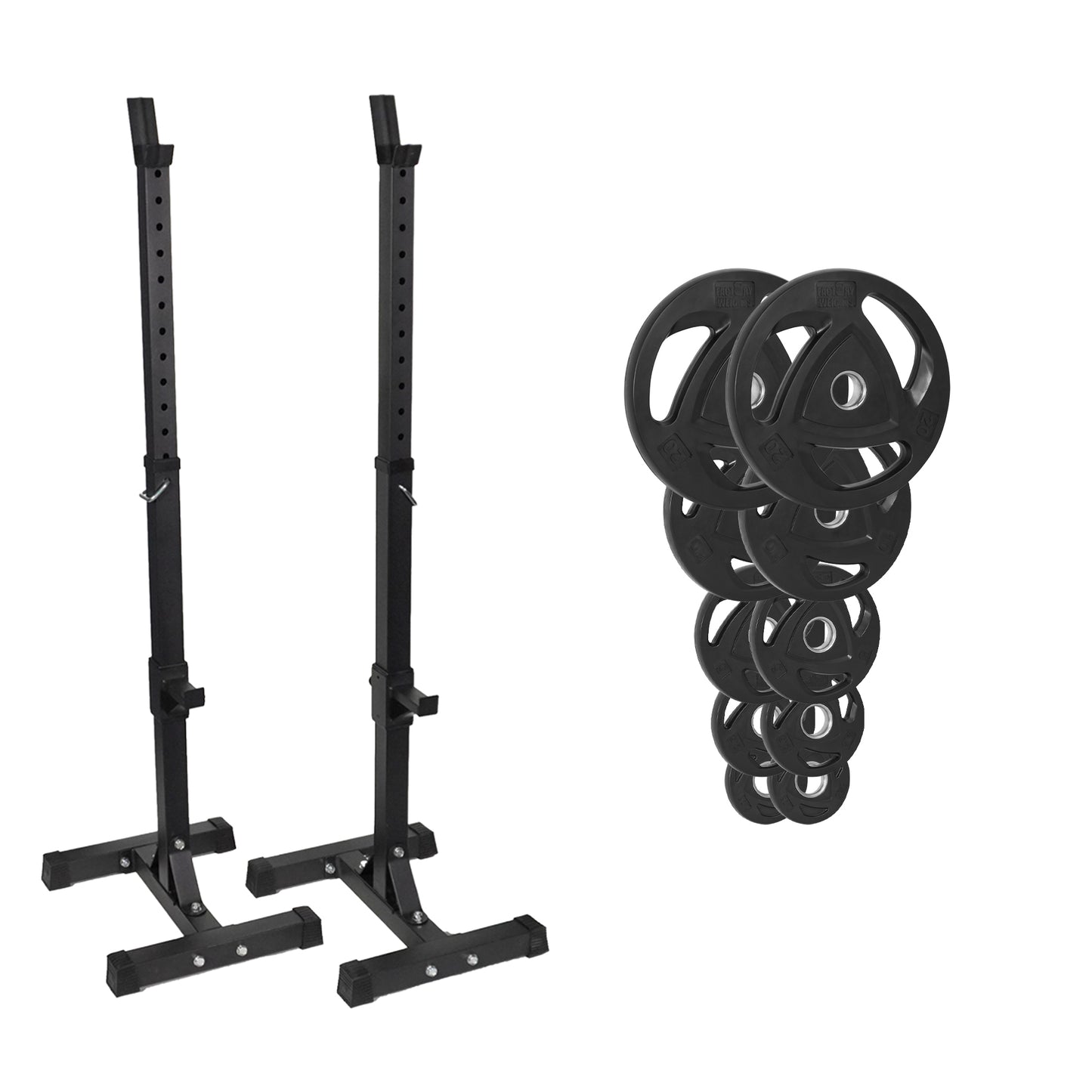 FW1 Squat Stands Rubber Plate Bundle 77.5kg No No