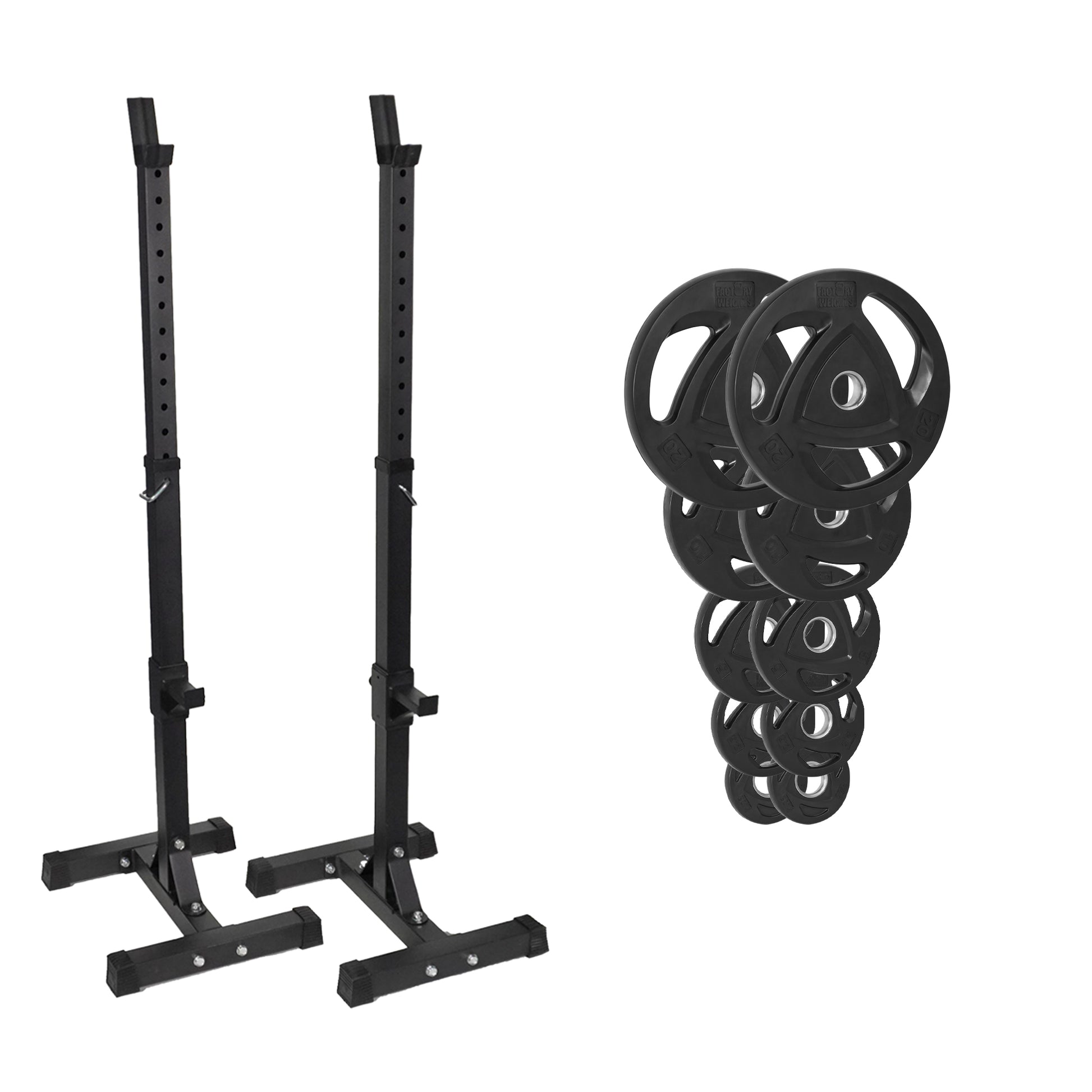 FW1 Squat Stands Rubber Plate Bundle 77.5kg No No