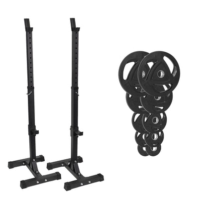 FW1 Squat Stands Rubber Plate Bundle 77.5kg No No