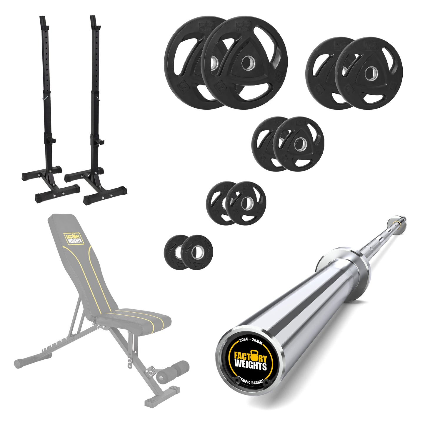FW1 Squat Stands Rubber Plate Bundle