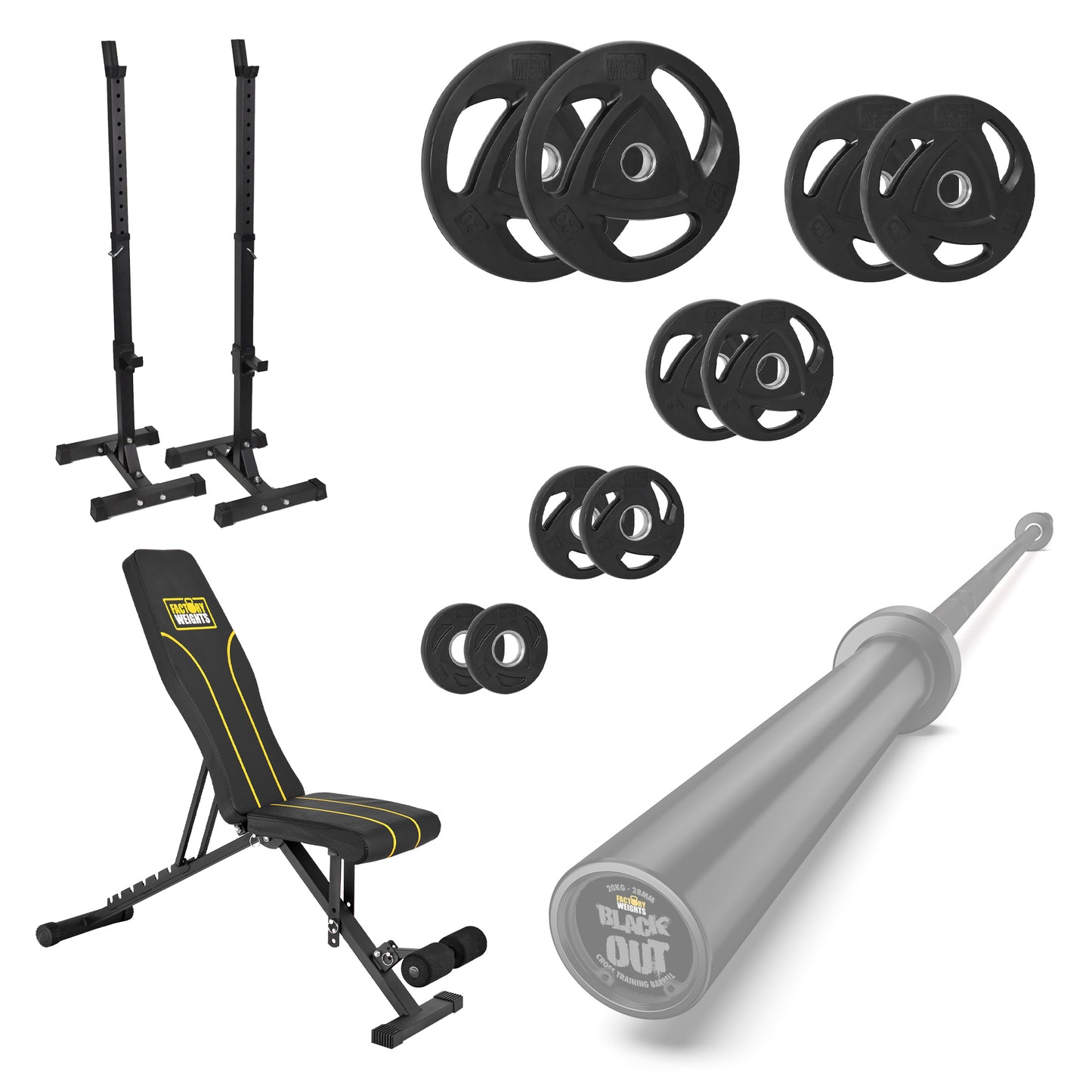 FW1 Squat Stands Rubber Plate Bundle