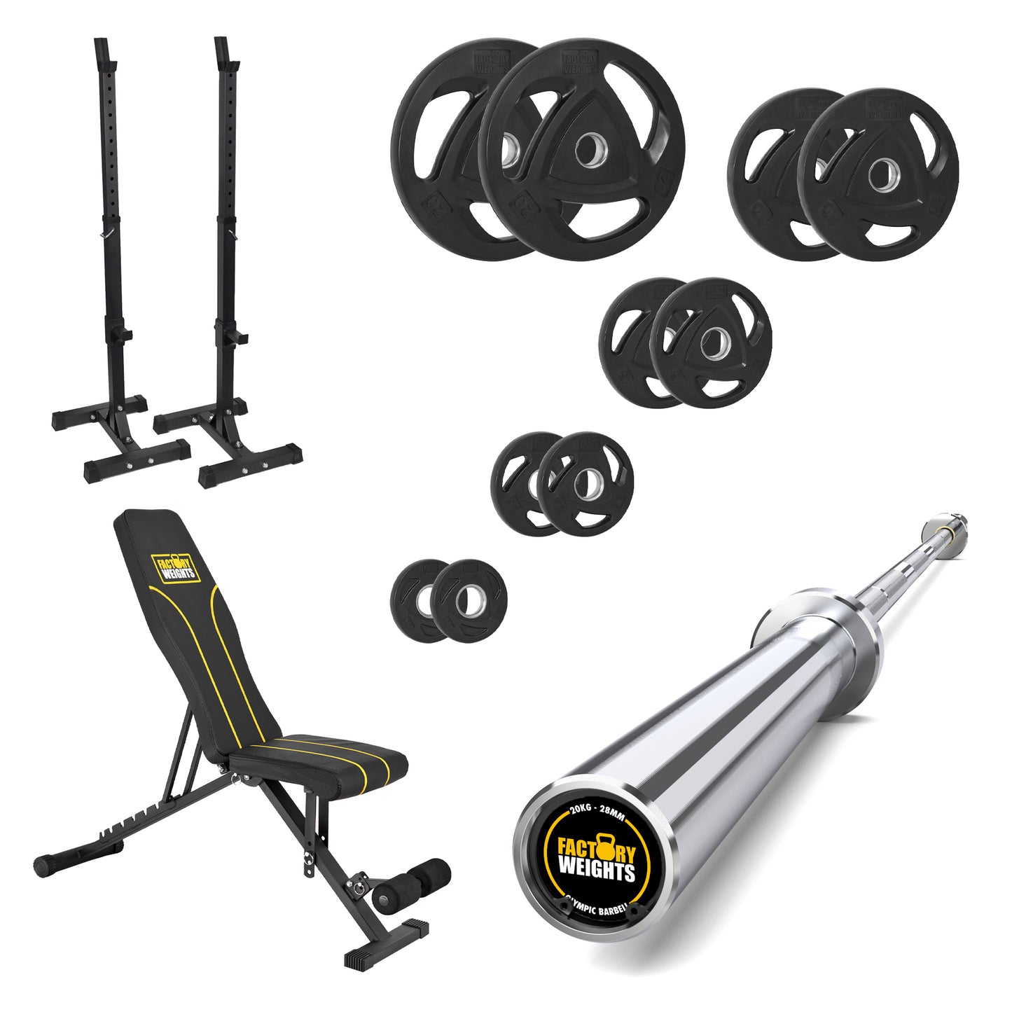 FW1 Squat Stands Rubber Plate Bundle