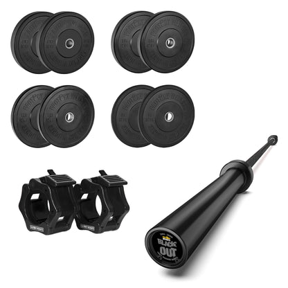 100kg Bumper Plate & Bar Bundle