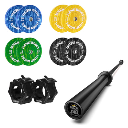 100kg Bumper Plate & Bar Bundle