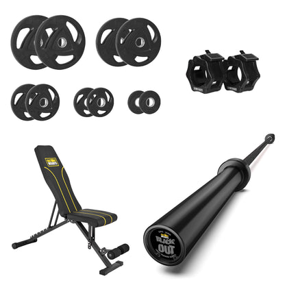 67.5kg Rubber Plate Home Gym Bundle
