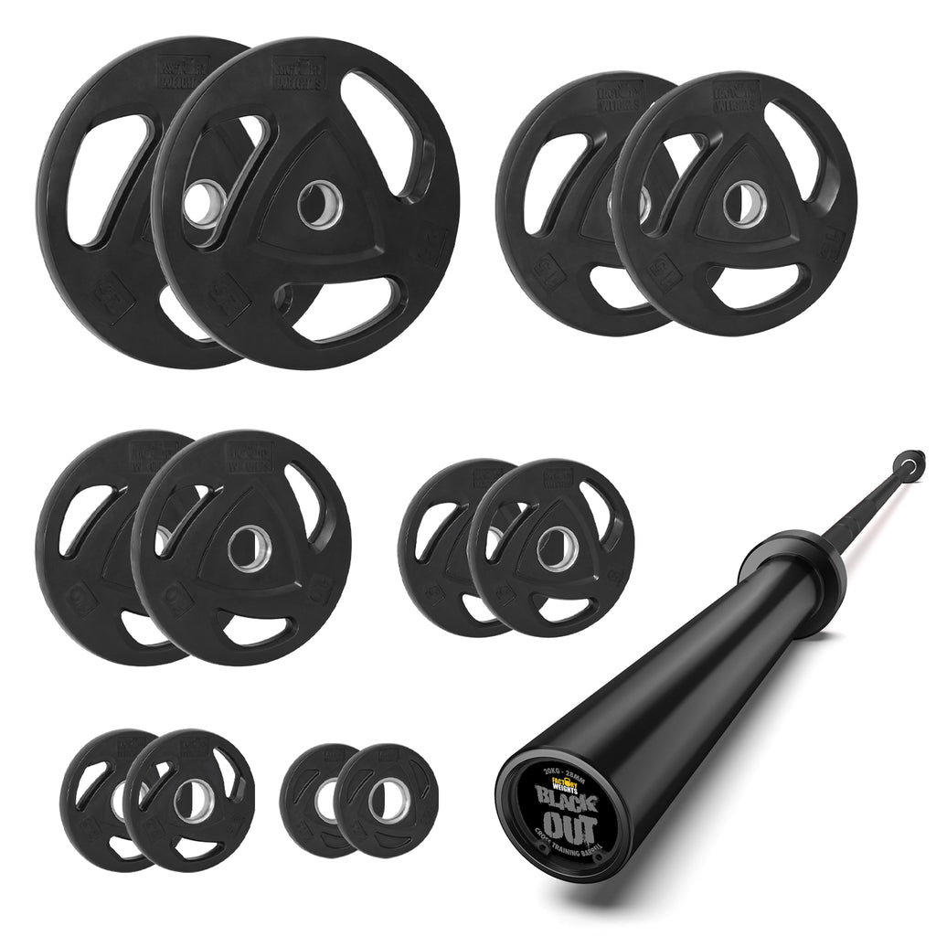 117.5kg Rubber Plate Set With 7ft Olympic Barbell
