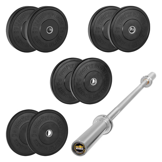 110kg Black Bumper Plate Set
