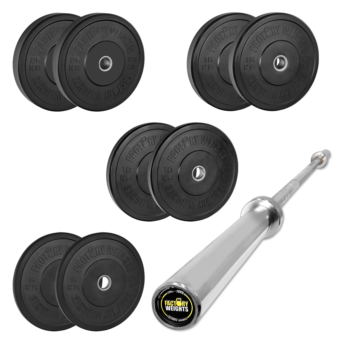 110kg Black Bumper Plate Set