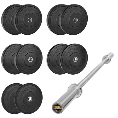 150kg Black Bumper Plate Set