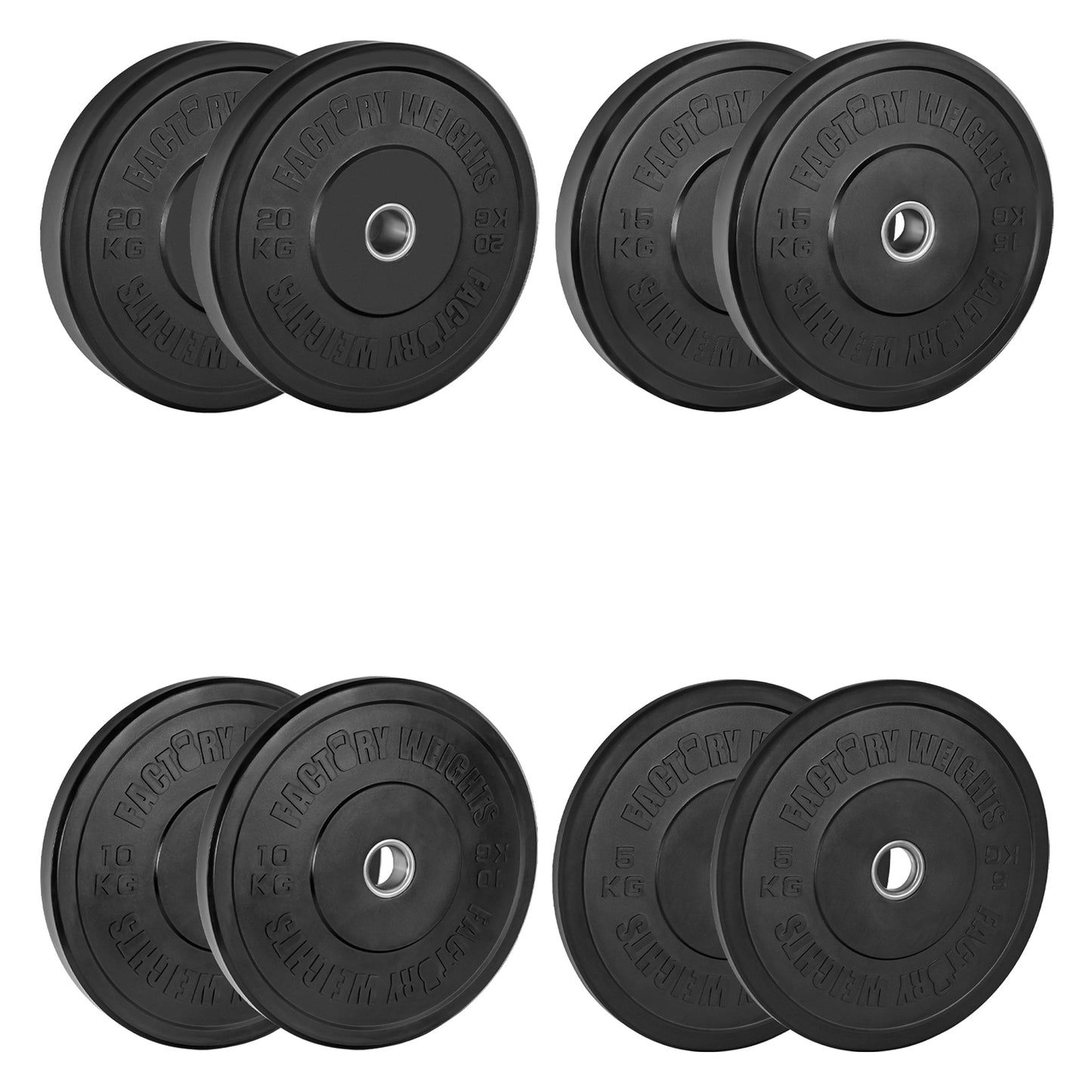 100kg Black Bumper Plate Set