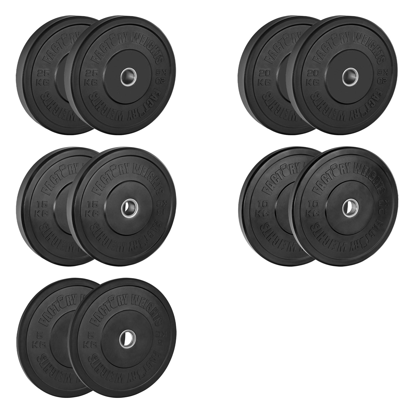 150kg Black Bumper Plate Set