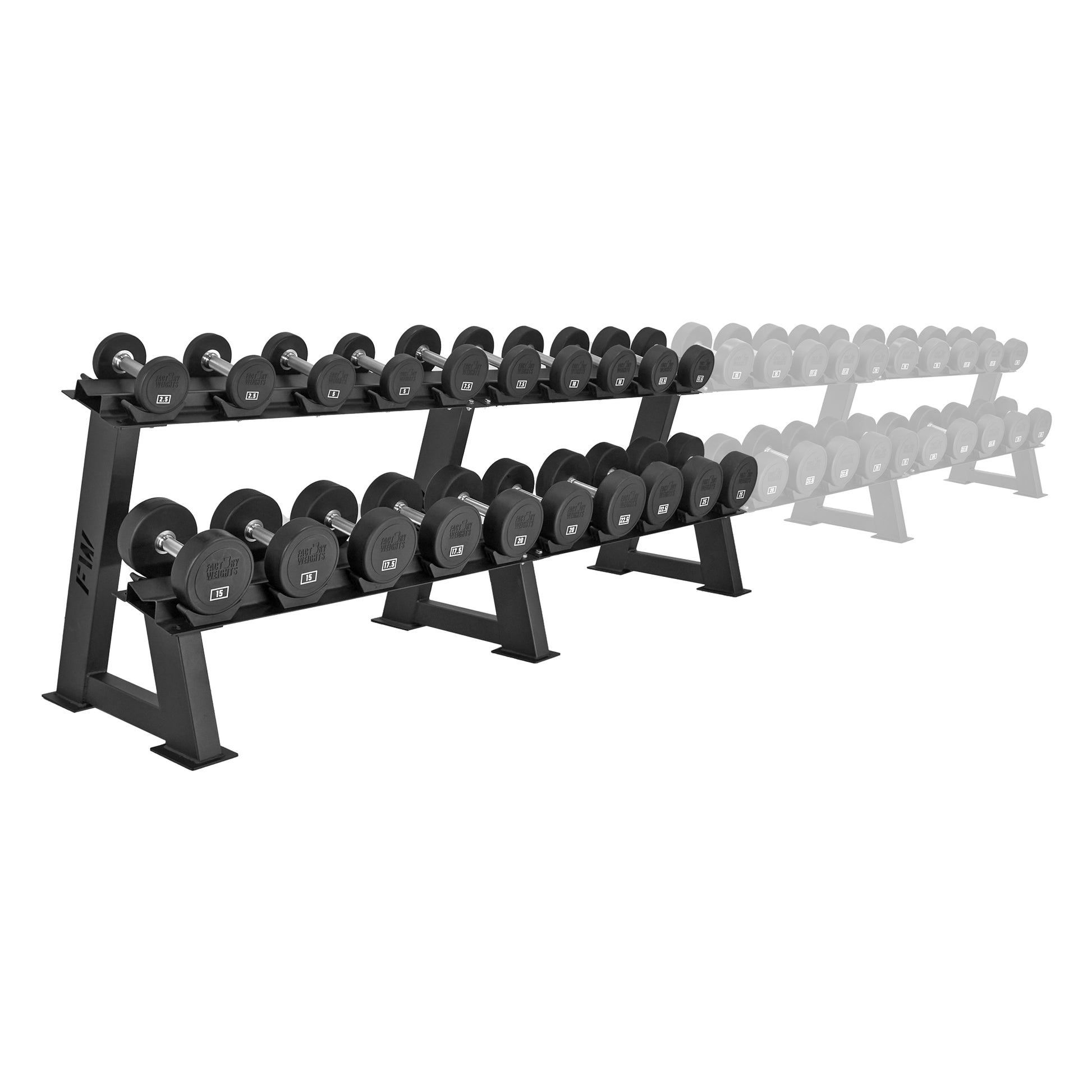 2-Tier Commercial Dumbbell Rack 10 Pair Rack (Loaded) 