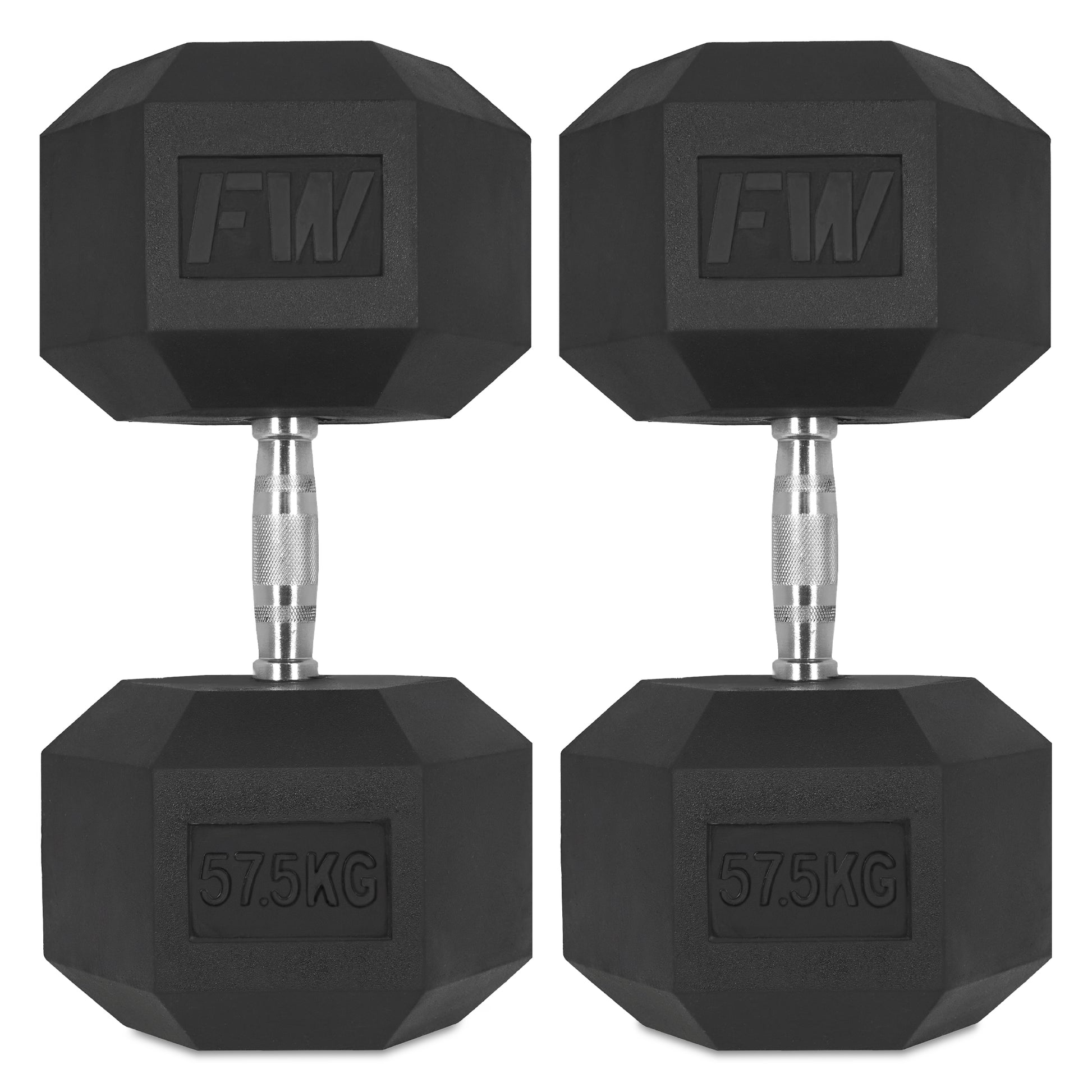 Rubber Hex Dumbbells Pair 2 X 57.5KG 